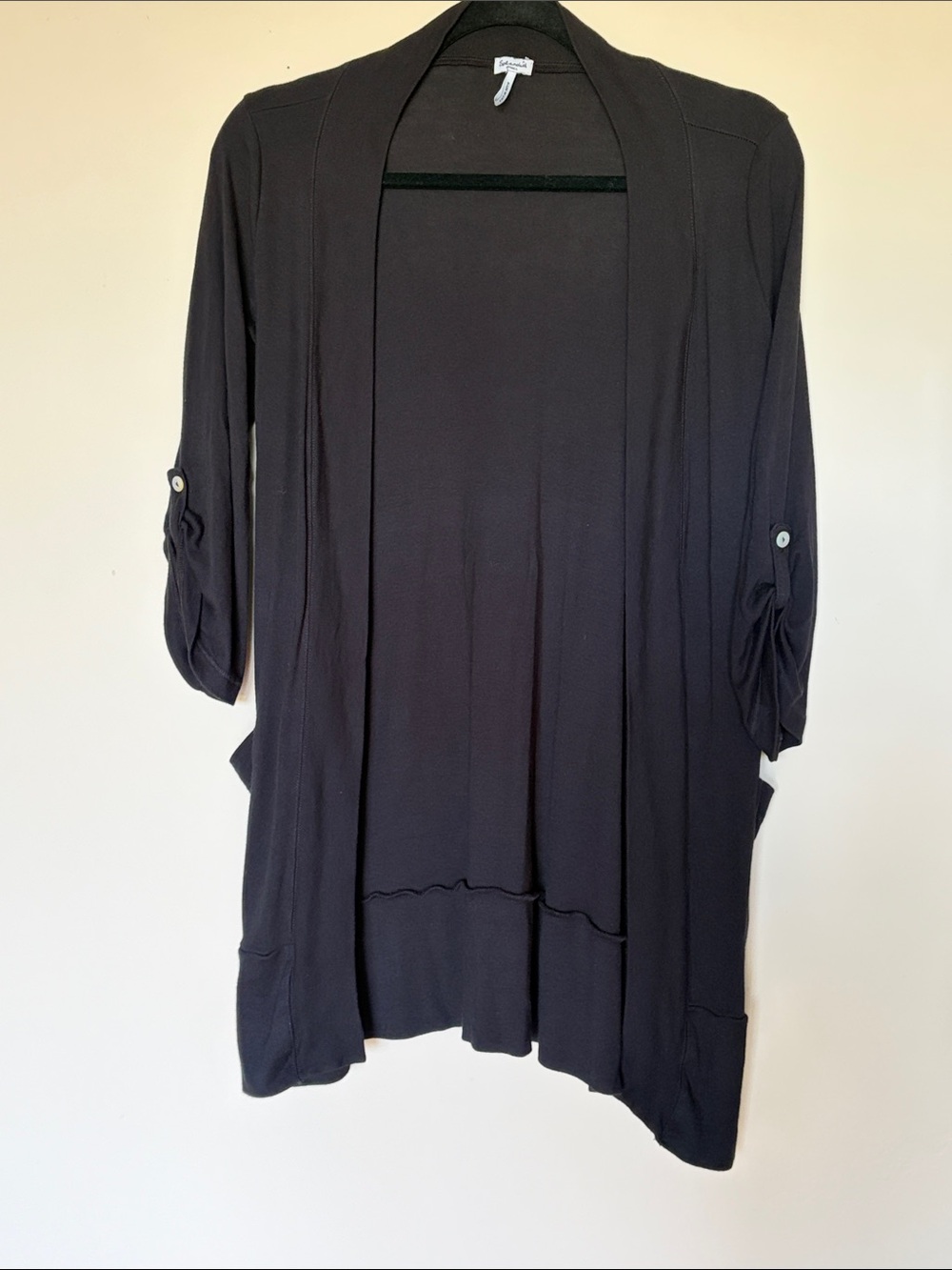 Splendid Black Open-Front Lightweight Cardigan
